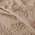 3 Piece Split Corner Pleated Quilted Bedspread Khaki Queen Khaki Polyester