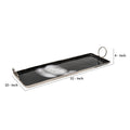 Tray With Metal And Ring Handles, Black And Silver Black Silver Metal
