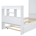 Twin Size Platform Bed With Storage Headboard And Footboard, Pull Out Shelves And Twin Size Trundle, White Box Spring Not Required Twin White Wood Bedroom Bed Frame Solid Wood Mdf