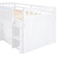 L Shaped Space Saving Twin Loft And Twin Platform Bed With 7 Drawers And Full Guardrails White Twin White Solid Wood