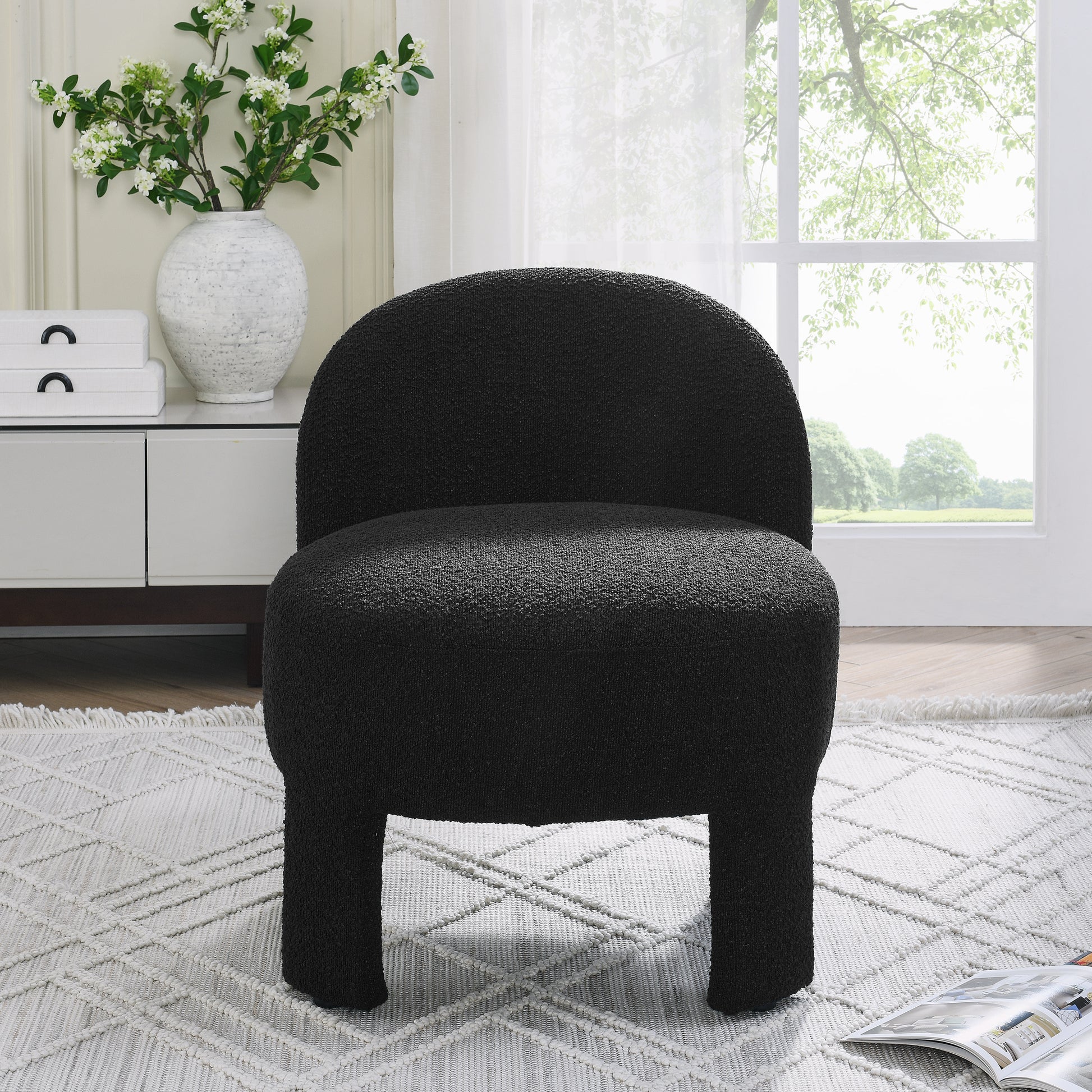 Hoop Gauze Lounge Chair With Soft Cushion And Backrest, Need To Be Assembled, Suitable For Living Room Bedroom Dining Room Black 24.5"*28.75"*28.75" Black Foam