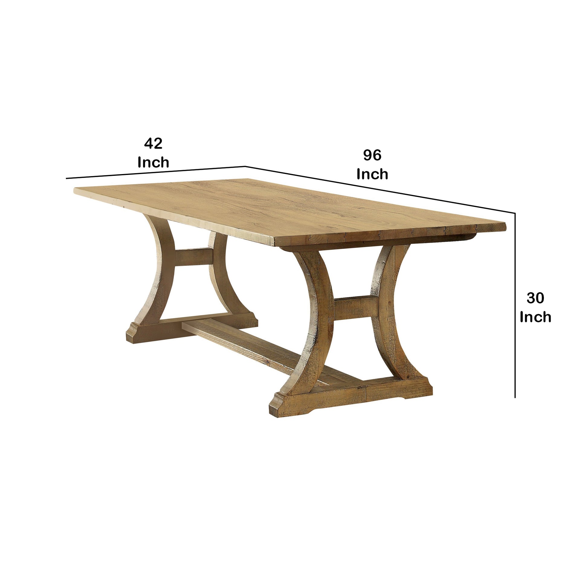 Wooden Dining Table With Curved Leged Pedestal Base, Brown Brown Wood