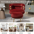 Coolmore Upholstered Velvet Barrel Accent Chair With Ottoman,Accent Comfy Lounge Arm Chair And Folding Footrest Stool Set,Single Sofa Armchair With Lounge Seat For Bedroom,Office Wine Red Wine Red Foam Velvet
