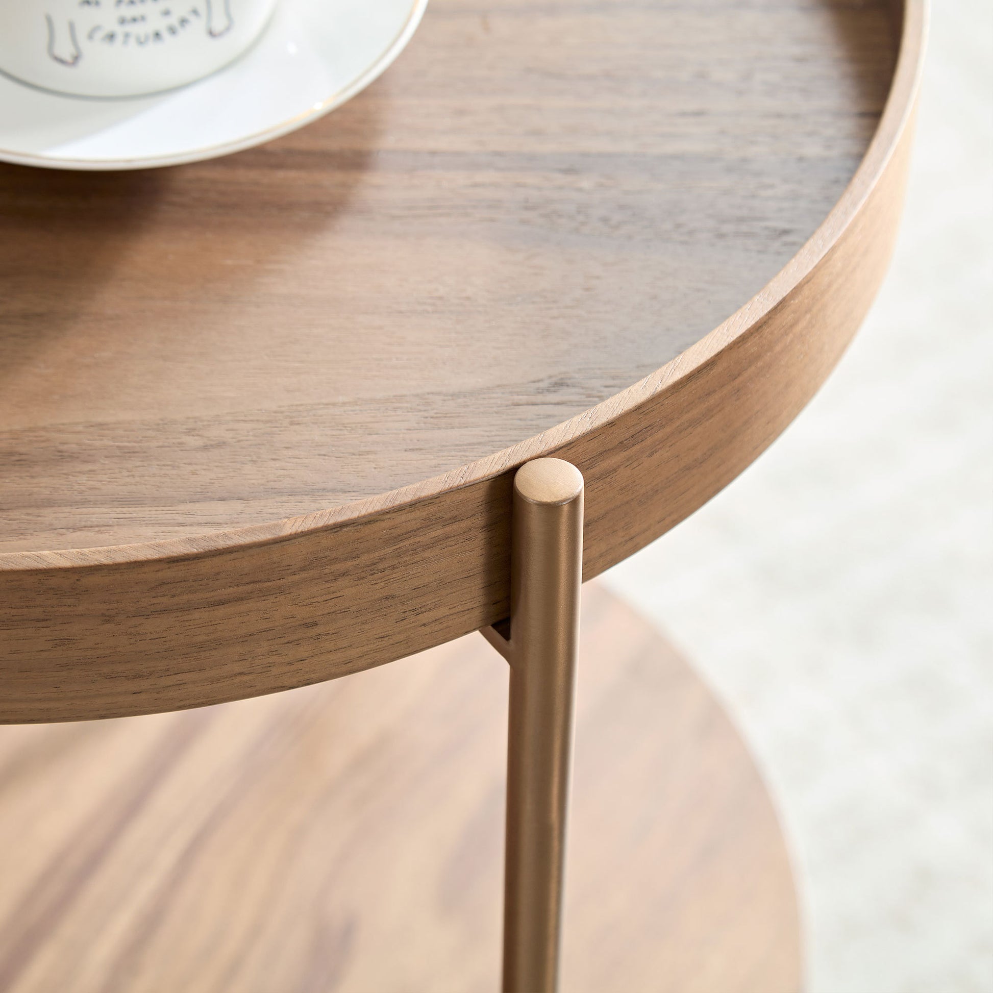 2 Piece Modern 2 Tier Round Coffee Table Set For Living Room,Easy Assembly Nesting Coffee Tables, End Side Tables For Bedroom Office Balcony Yard,Walnut Mdf Walnut Mdf Metal