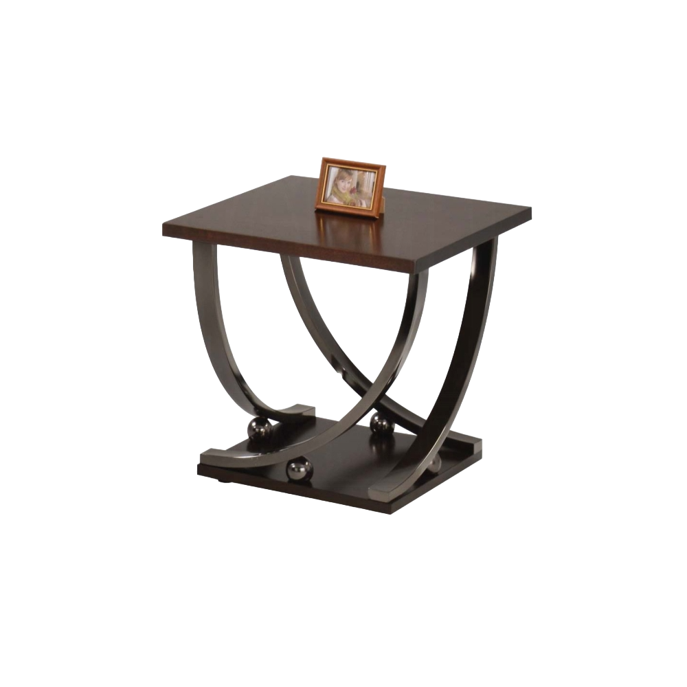 Black Nickel End Table With Bottom Shelf Black Silver Primary Living Space Contemporary Shelves Square Mdf