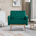 Coolmore Velvet Armchair Single Sofa Modern Tufted Upholstered Side Reading Chairs With Arm And Gold Metal Leg For Living Room Bedroom Green Green Foam Velvet