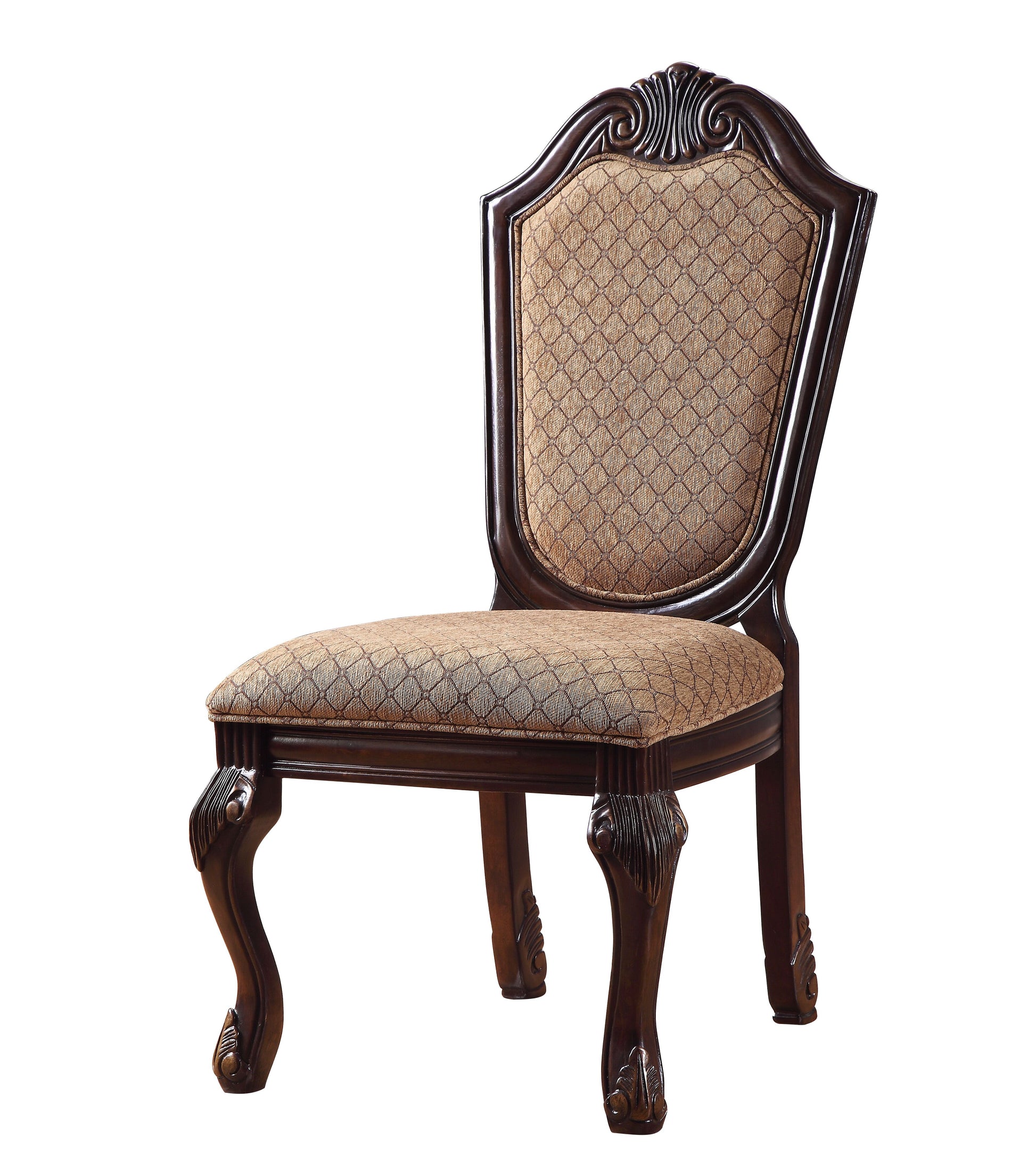 Chateau De Ville Side Chair Set 2 , Fabric & Espresso 64077A Espresso Upholstered