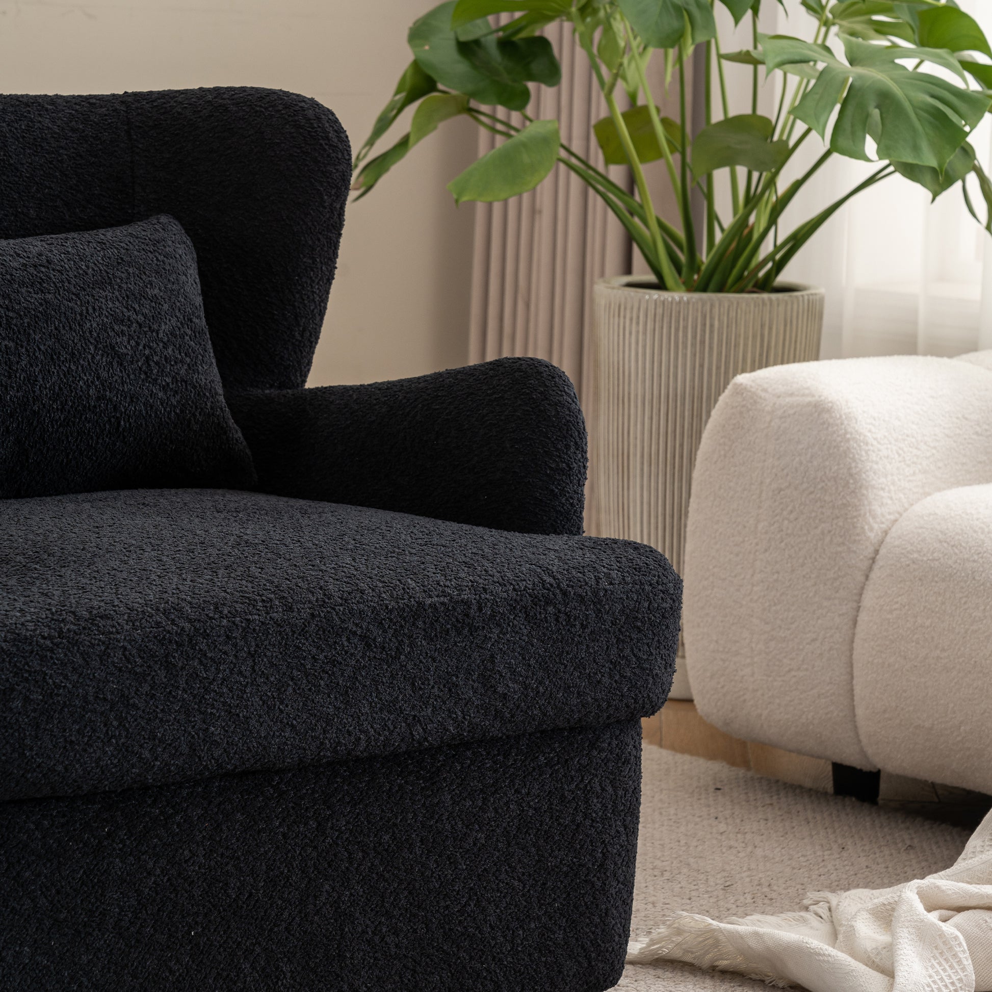 Modern Luxury Velvet Swivel Chair, 360 Swivel Comfort Round Armchair, Single Sofa Chair With Lounge Seat For Bedroom Office Reading Space, Set Of 1 ,Black Black Wood