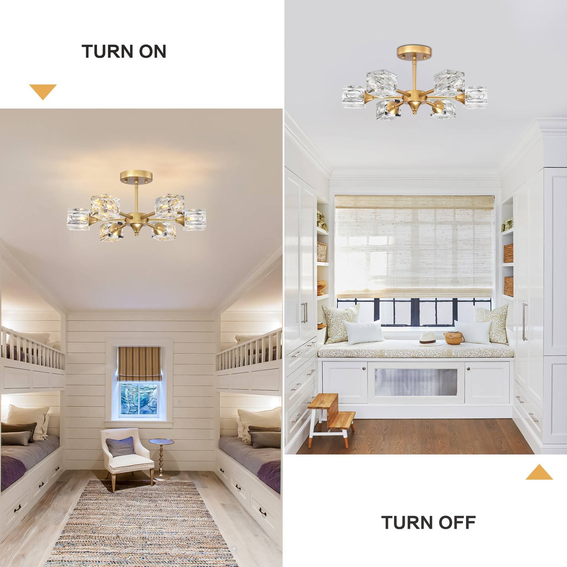 Modern Luxurious Crystal Ceiling Light, 6 Lights G9 Bulb Modern Crystal Ceiling Light For Dining Room, Pendant Lamp Ceiling Lighting For Living Bedroom Hall Balcony Matte Gold Gold American Design,Luxury,Modern,Vintage Metal Crystal