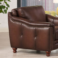 Belfast Top Grain Leather Chair Brown Primary Living Space Mid Century Modern Eucalyptus Down Filling Leather