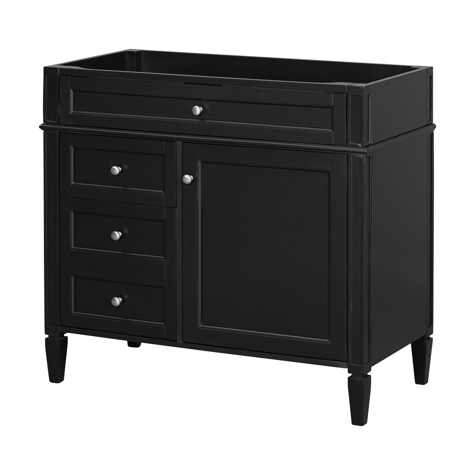36'' Bathroom Vanity Without Top Sink, Modern Bathroom Storage Cabinet With 2 Drawers And A Tip Out Drawer, Solid Wood Frame Not Include Basin Sink Black Solid Wood Mdf