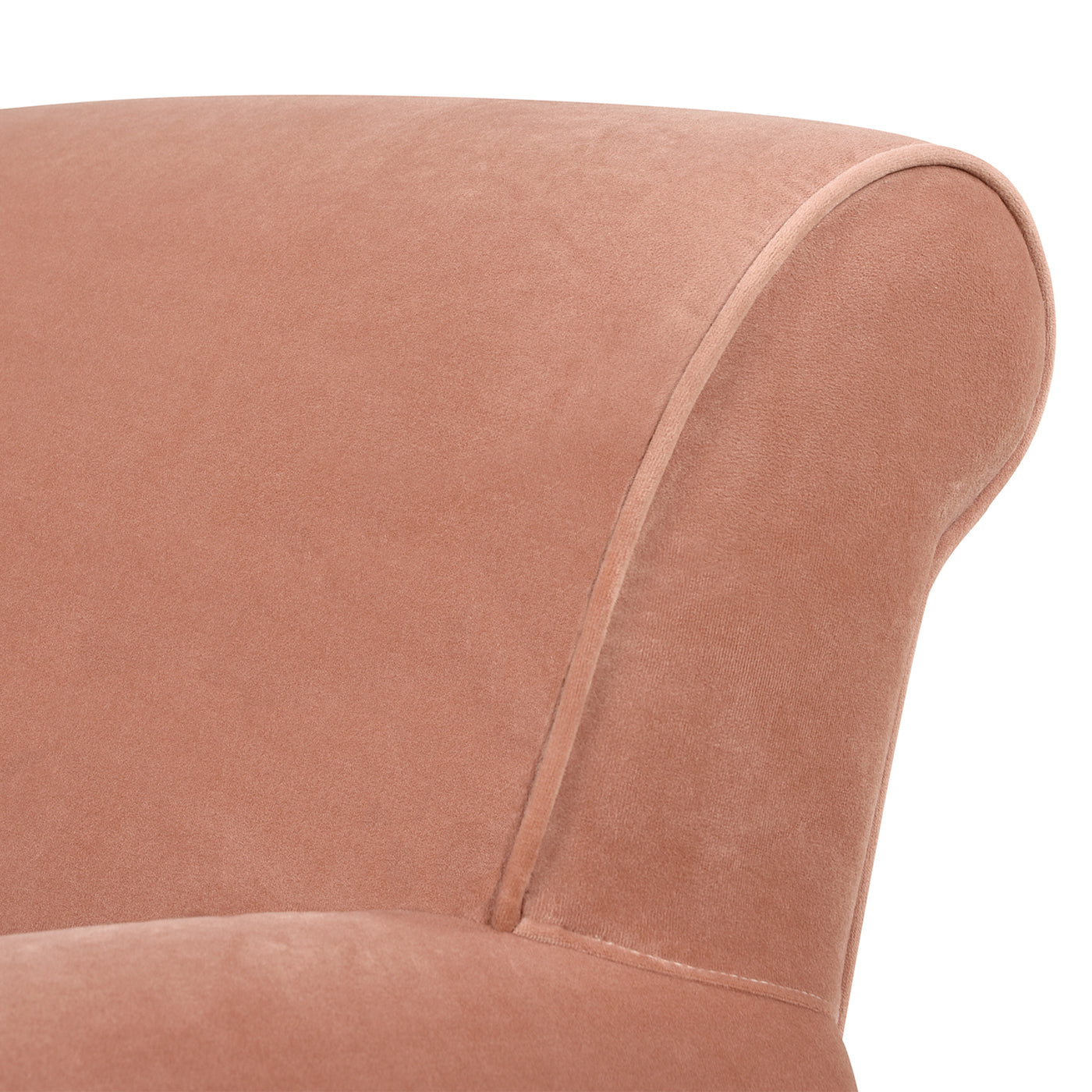 Alana 38" Lawson Accent Arm Chair Metal Casters, Peach Orange Velvet Orange Foam Velvet