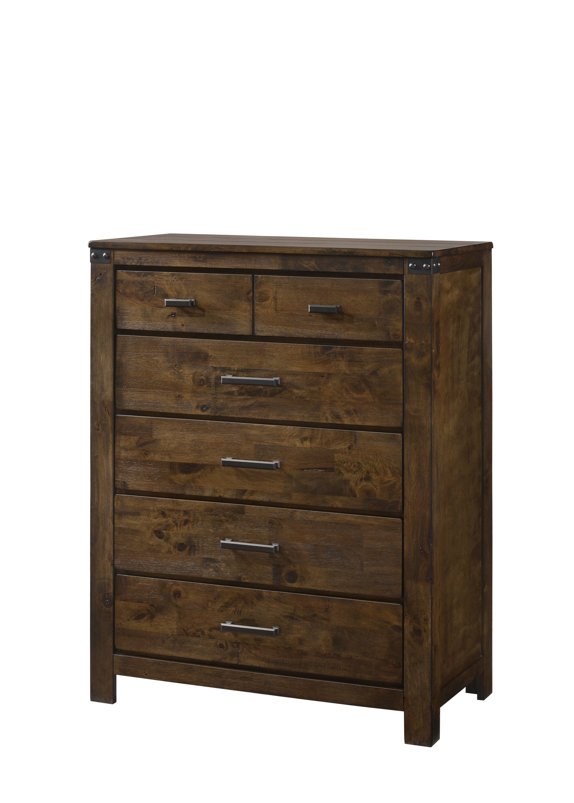 1Pc Rustic Industrial Style Brown Five Drawer Chest Bedroom Solid Wood Wooden Furniture Brown Bedroom Contemporary,Industrial,Rustic Wood