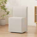 Two Piece Set Of Wheeled Dining Chairs, Modern Rolling Dining Chairs, Footstools With Wheels, Suitable For Bedrooms, Reading Rooms, Living Rooms, Beige Linen Chairs Beige Foam Linen