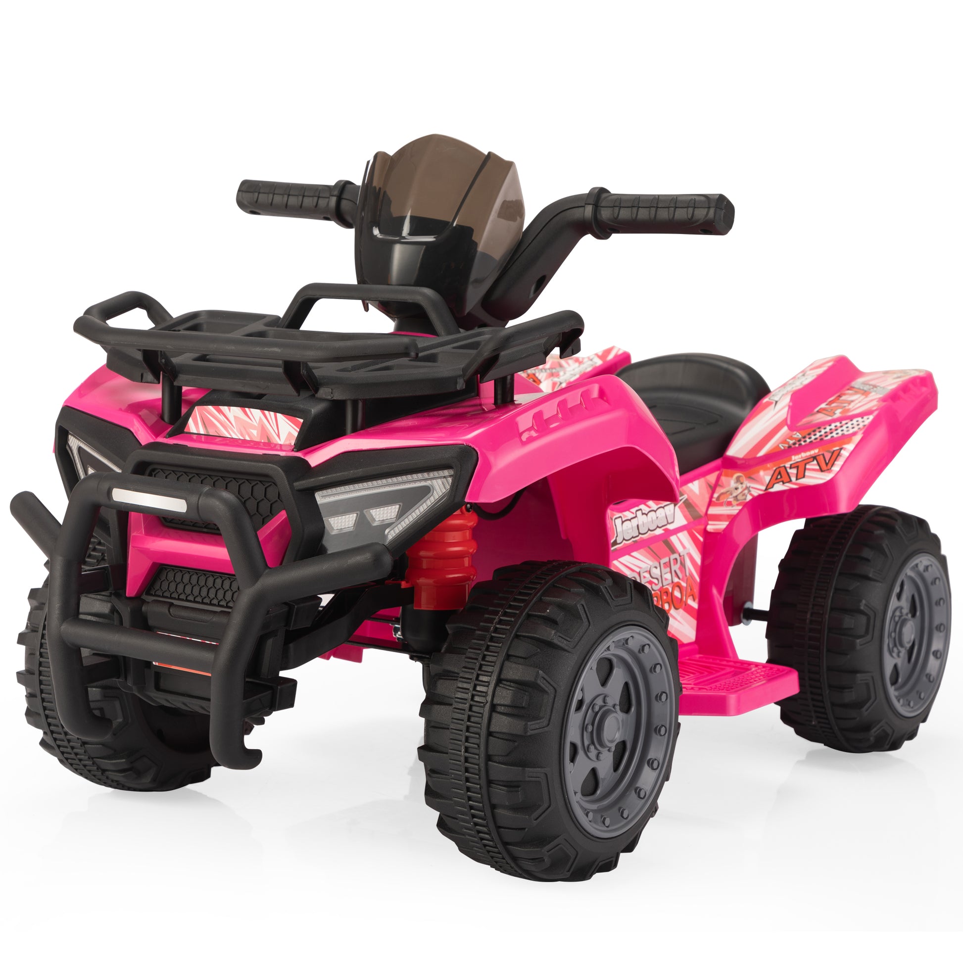 6V Kids Ride On Atv Car, Powered 4 Wheeler Quad W Music Horn Usb Mp3, 1.9 Mph Max Speed, Electric Vehicle Toy For Children 18 48 Months, Rosy Rosy Polypropylene