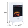 White Fireplace With 1 Drawer Electric White Primary Living Space Poplar Wood