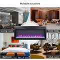 44 Inch In Wall Recessed Electric Fireplace With Remote And Multi Color Flame & Emberbed, Led Light Heater Powder Coated Electric Antique Black Vent Free Yes Insert Tempered Glass Sheet Metal