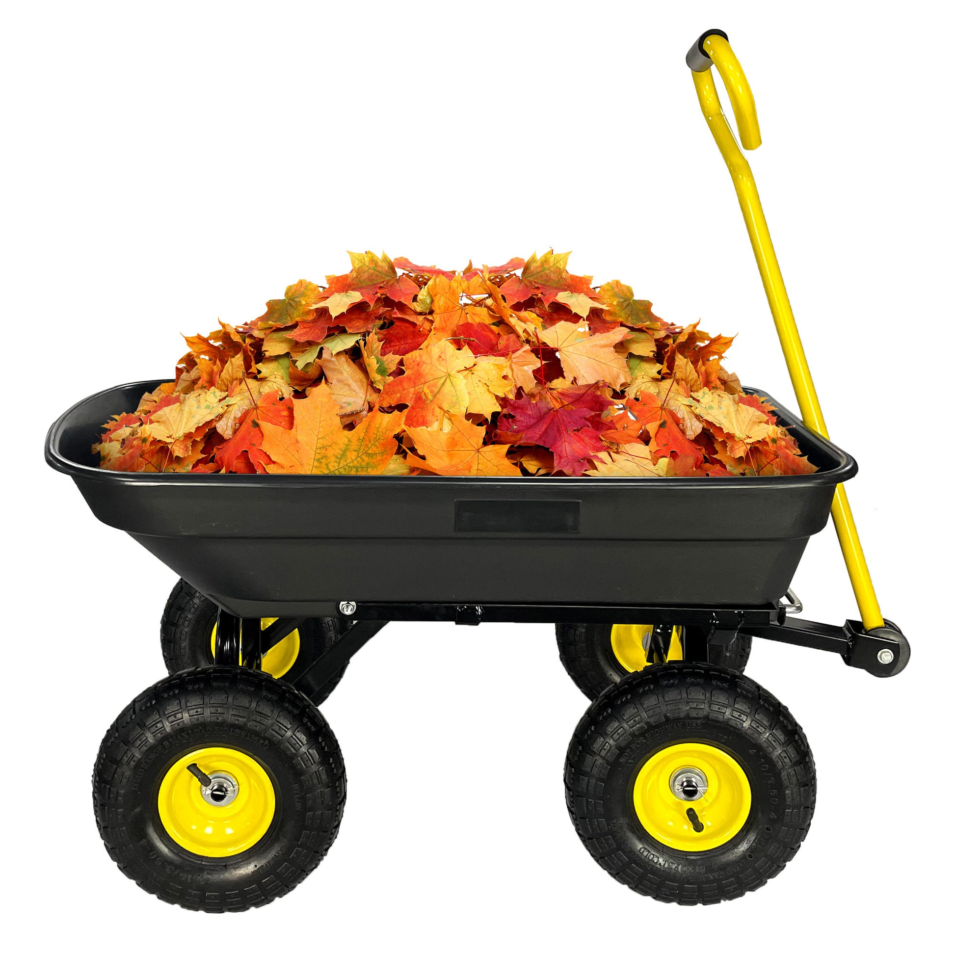 Folding Car Poly Garden Dump Truck With Steel Frame, 10 Inches. Pneumatic Tire, 300 Lb Capacity Body 75L Black Garden & Outdoor Iron Plastic