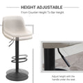 Homcom Adjustable Bar Stools, Swivel Bar Height Chairs Barstools Padded With Back For Kitchen, Counter, And Home Bar, Set Of 2, Cream White Cream White Linen