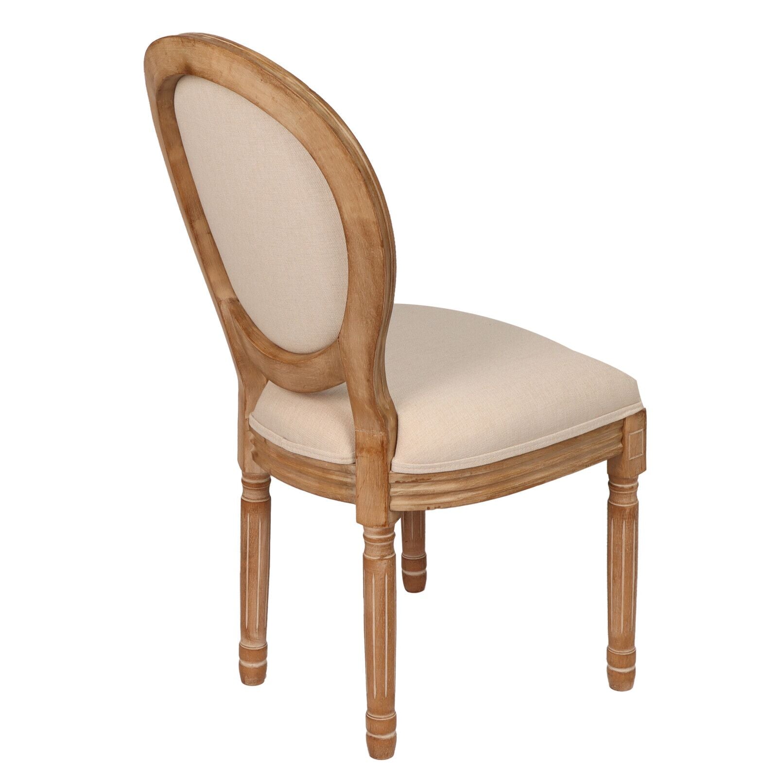 French Country Dining Chairs With Round Back Set Of 2, Upholstered, Solid Wood Legs, Accent Side Chairs For Living Room, Wedding Event Cream Cushion Cream Light Brown Dining Room Round Modern Banquet Chair Rubberwood Cotton Linen Rubber Wood