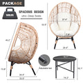 Patio Pe Wicker Egg Chair Model 3 With Natural Color Rattan Beige Cushion And Side Table Yes Natural Foam Steel