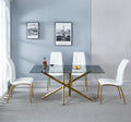 Modern Lattice Designdining Chair With Gold Metal Legs Set Of 4 Gold White Metal