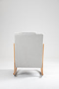 Rocking Chair Upholstered Fabric Rocking Armchair Indoor With High Backrest Glider Chairs And Lumbar Pillow For Living Room Beige Linen
