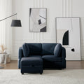 Space Saving Small Sectional Sofa With Ottoman, 2 Seater Sofa With 1 Ottoman, All Seats And Ottomans With Storage Function Blue Blue Polyester 2 Seat