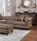 Dark Coffee 4Pc Sectional Set 3X Reversible Loveseat Chaise And 1X Ottoman Tufted Couch Pillows Dark Coffee Faux Leather Wood Primary Living Space Tight Back Contemporary,Luxury,Traditional Modular