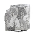 Isabelle Swivel Glider Barrel Chair Gray Floral Gray Foam Fabric