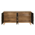 Carved Flower Door Large Storage Cabinet With Metal Handle Suitable For Living Room, Kitchen, Entryway Natural Wood Natural Wood Primary Living Space Mdf