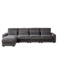 128 Inch Corduroy With Cup Holder Super Large L Shaped Sofa, Movable Footrest, Four Waist Pillows And Four Back Cushion, With Usb Port And T Pyce Port Grey Corduroy 4 Seat