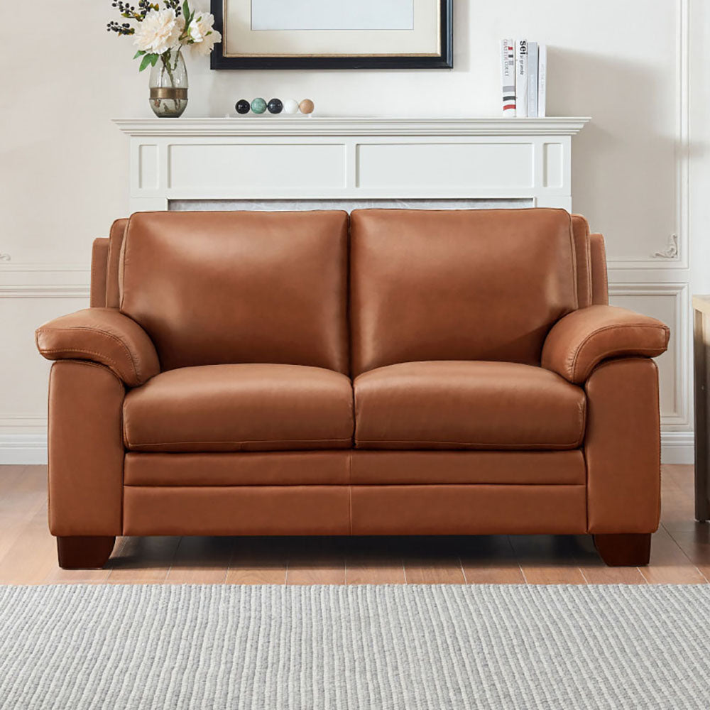 Magnum Leather Loveseat Brown Memory Foam Genuine Leather