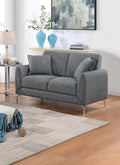 Elegant 2Pc Sofa Set Dark Gray Burlap Like Fabric Sofa Loveseat W Pillows Cozy Design Plush Couch Living Room Dark Gray Primary Living Space Cushion Back Classic,Contemporary,Modern Rubberwood Burlap,Metal,Plywood,Solid Wood 4 Seat