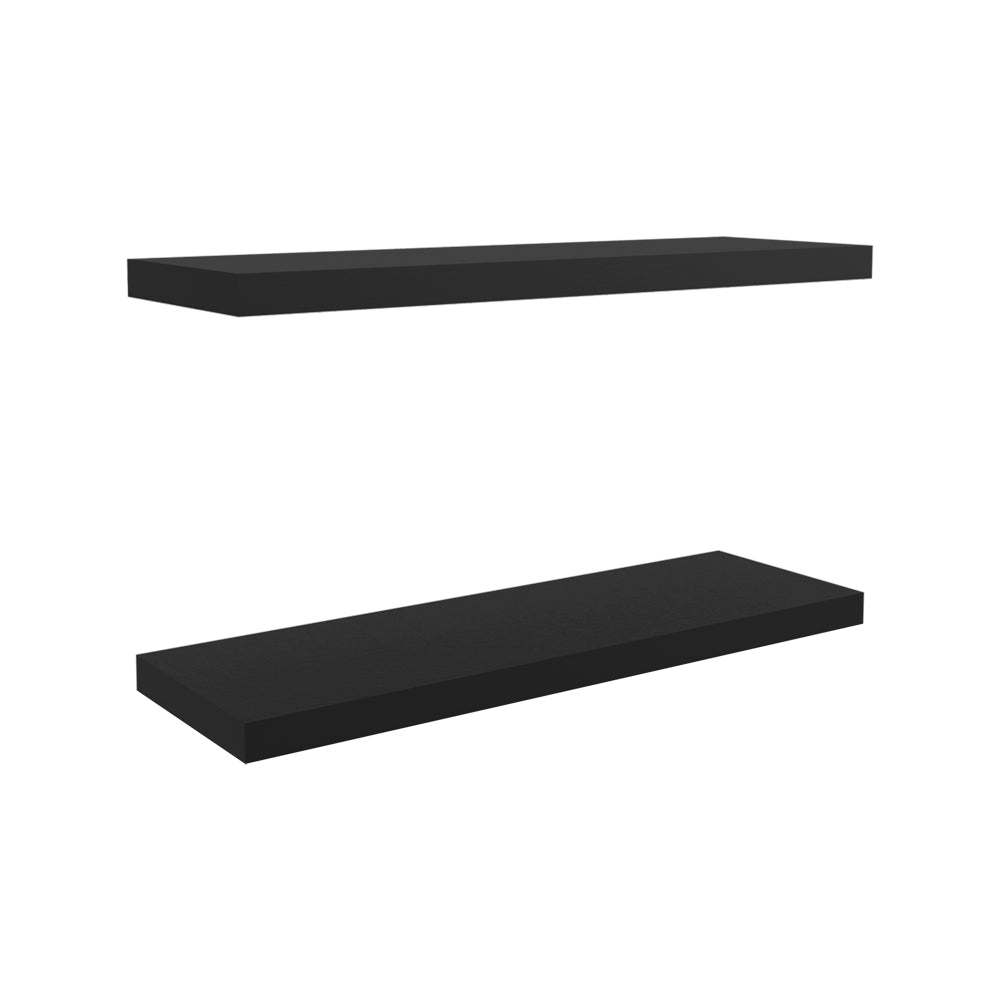 Floating Shelf Dallas, Living Room, Black Black Particle Board Engineered Wood