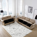 Living Room Sofa Set With 3 Seat Couch And 2 Seat Loveseat, Hidden Storage Under Seat, Soft Back Cushions And Arm Cushionsadjustable Arms And Backs Brown Brown Polyester 5 Seat