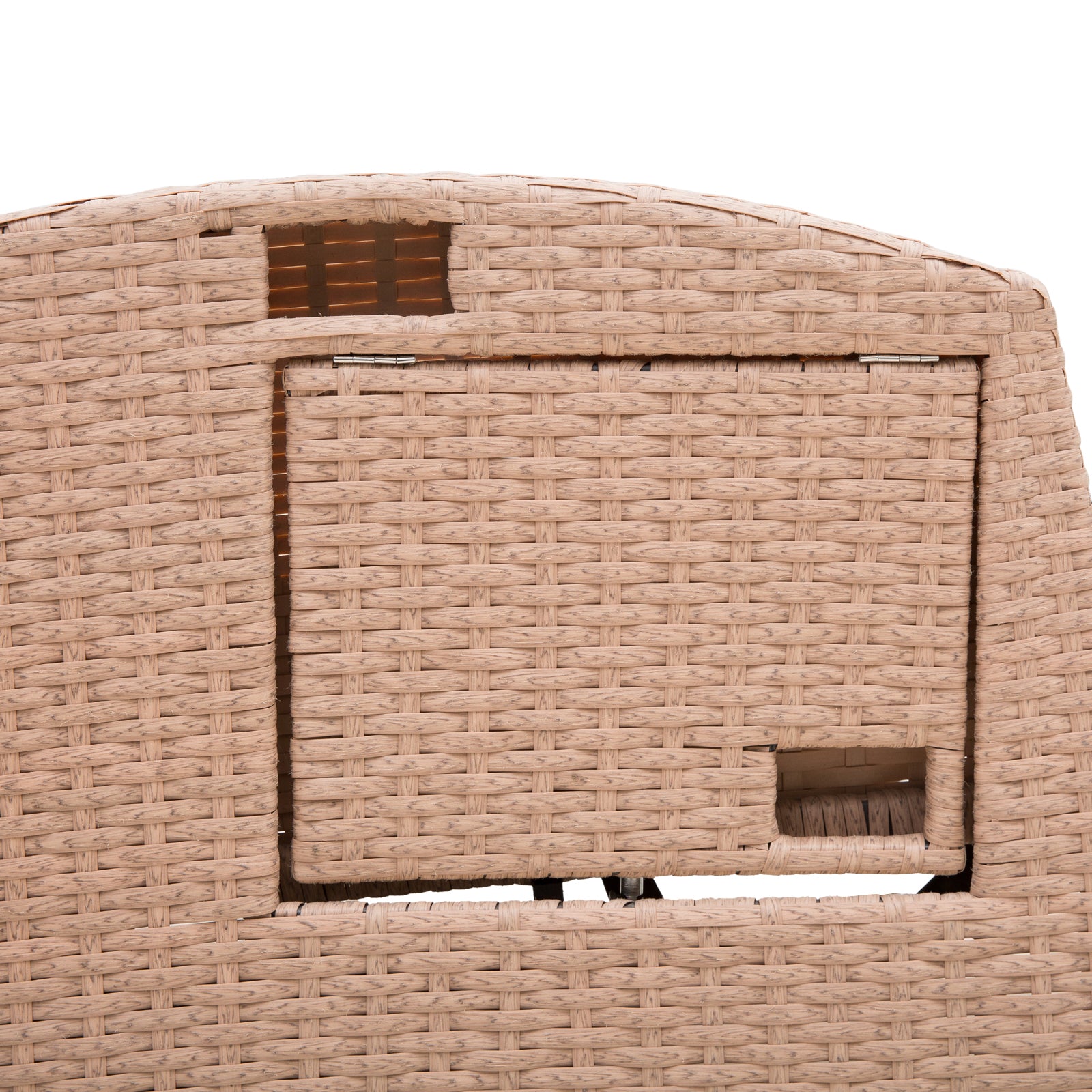 Outsunny Patio Recliner, Outdoor Reclining Chair With Flip Up Side Table, All Weather Wicker Metal Frame Chaise With Footrest, Cushions, Beige Beige Steel