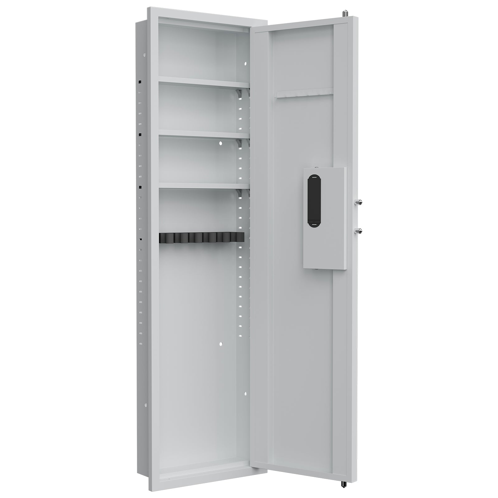 Fingerprint Touch Panel In Wall Safe,Hidden Wall Safe For Rifles And Pistols With Adjustable Shelves,Assembled Storege Safe For Firearm And Valuables White Fingerprint White Steel