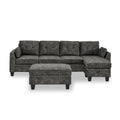Sectional 3 Seaters Sofa ,Double Sided Multi Functional Footstool, Storage Matnon Slip Leg, Two Pillows, Velvet, Dark Grey Dark Grey Velvet 3 Seat