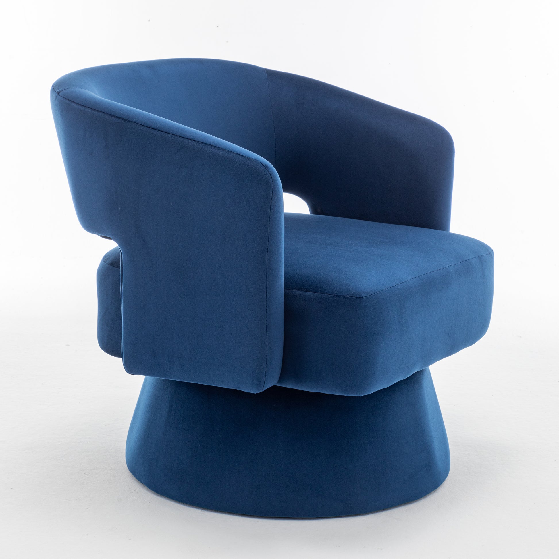 Swivel Barrel Chair, Velvet Accent Armchair 360 Degree Swivel Club Chair For Living Room Bedroom Reception Room Blue Foam Velvet