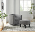 Swivel Accent Chair 360 Comfy Recliner Corduroy Arm Chair Single Sofa With Ottoman For Living Room Bedroom,Grey Grey Fabric
