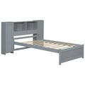 Twin Size Platform Bed With Storage Headboard And Lockers, Gray Twin Box Spring Not Required Gray Wood Bedroom Solid Wood Mdf