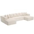 Arrived 131'' Modular Sectional Couch, U Shaped Sofachaise Lounge, Striped Fabric,Upholstered 4 Seater Couch For Living Room, Bedroom, Free Combination Sofa Corduroy ,White White Polyester Primary Living Space Soft Modern Square Arms Foam Upholstered 4