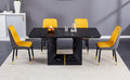 Table And Chair Set.This Modern Dining Table With Mdf Marbled Design Gives You A Luxurious And Elegant Feel.Paired With Multiple Chairs With Pu Artificial Leather Backrest Cushions And Black Legs. Yellow Black Seats 4 Mdf