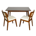 Kaden Cream Velvet Dining Chair Set Of 2 Solid Brown,Cream,Light Brown Brown Dining Room Foam Wipe Clean Mid Century Modern Dining Chairs Set Of 2 Foam Solid Wood,Velvet,Wicker