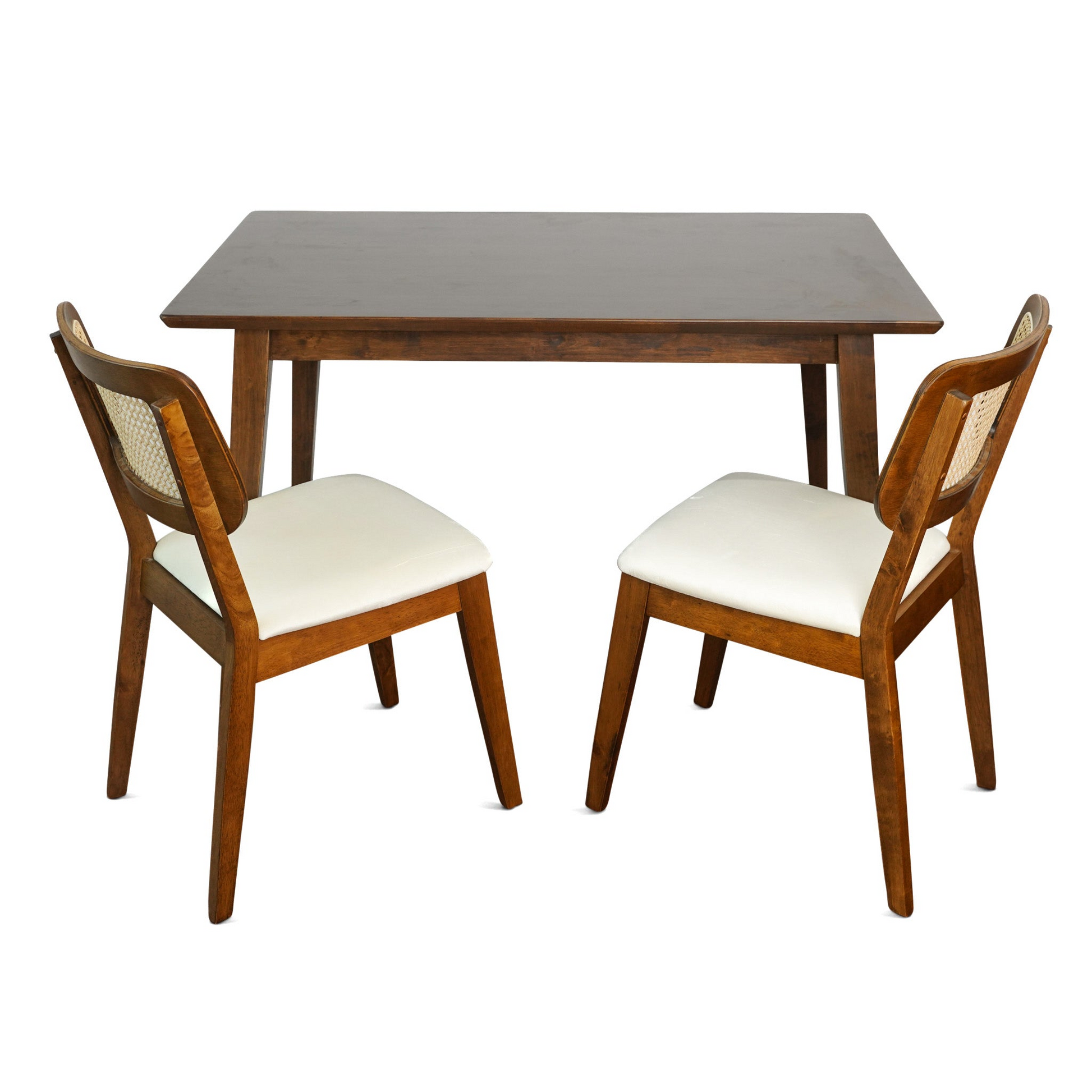 Kaden Cream Velvet Dining Chair Set Of 2 Solid Brown,Cream,Light Brown Brown Dining Room Foam Wipe Clean Mid Century Modern Dining Chairs Set Of 2 Foam Solid Wood,Velvet,Wicker