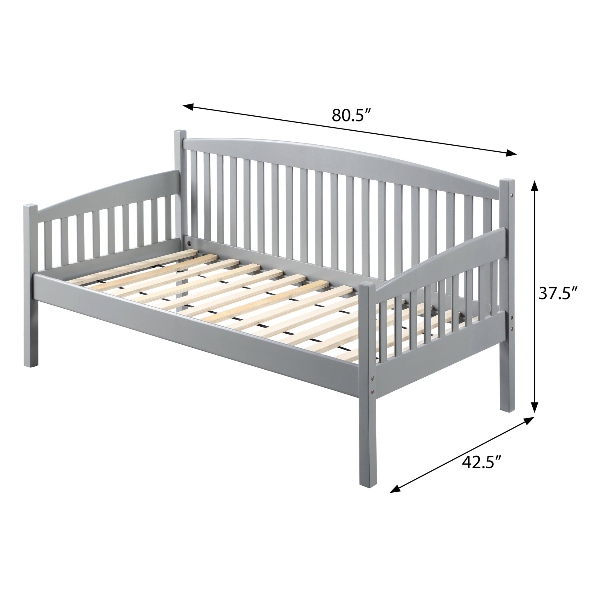 Grey Slatted Back Twin Daybed Box Spring Not Required Twin Grey Wood Gray Transitional Wood