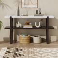 Retro Elegant Console Table With Marble Effect Top And Versatile Storage Solutions For Entryway And Living Room Espresso Espresso Solid Wood Mdf