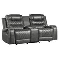 Luxurious Living Room Furniture 2Pc Reclining Sofa Set Grayfaux Leather Upholstery Center Drop Down Cup Holders, Power Outlets, Usb Ports, Diamond Pattern Stitching Gray Faux Leather Wood Primary Living Space Luxury,Modern Solid Wood 5 Seat