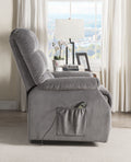 Grey Power Lift Recliner With Massage Grey Velvet Power Push Button Metal Primary Living Space Tight Back Push Button Pillow Top Arms Wood Fabric